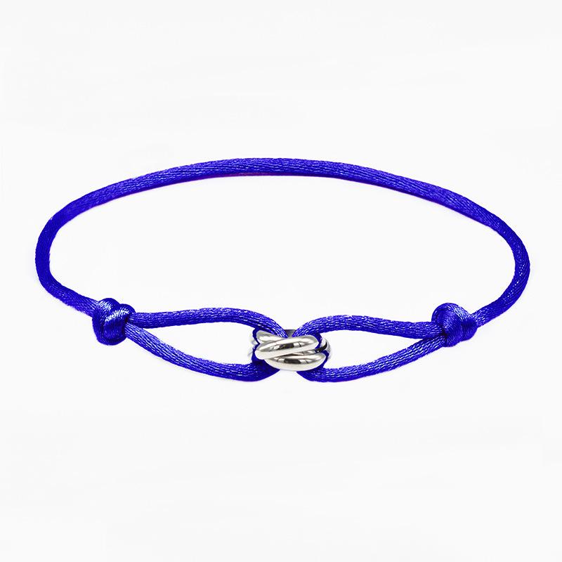 Dámský náramek Sailing Rope Tricolor In Black Cord náramek s kroužkem z nerezové oceli Vodotěsné šperky Boho pro ženy Nastavitelná délka s