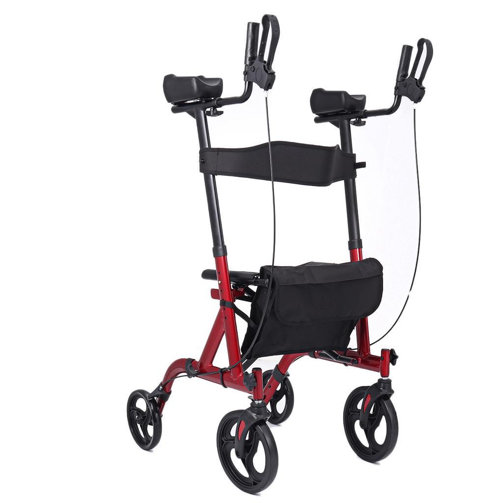Black Elderly Walking Aid Stroke Hemiplegia Rehabilitation Equipment Handbrake Foot Brake 4 Unversal Wheels Adult Walker Leg Training