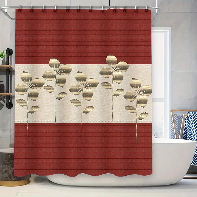 

Роскошный декор для ванной комнаты Набор шторки для душа с элегантным красным цветочным узором для украшения дома Современный стиль в банном белье полотенцах 90x180cm