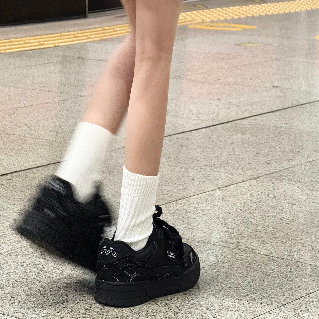 Destroy Aesthetics Splash Ink Series Street Small Black Shoes Hemp Rope Bread Shoes Versatile Board Shoes Couple Trendy Shoes