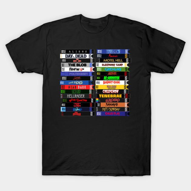 

Men Black Print T-shirt Vhs 80S Horror Movie Stacks No-Cut Transfer Paper Print Cotton Tshirt - Men s Summer Cotton Graphic Tee S разноцветный