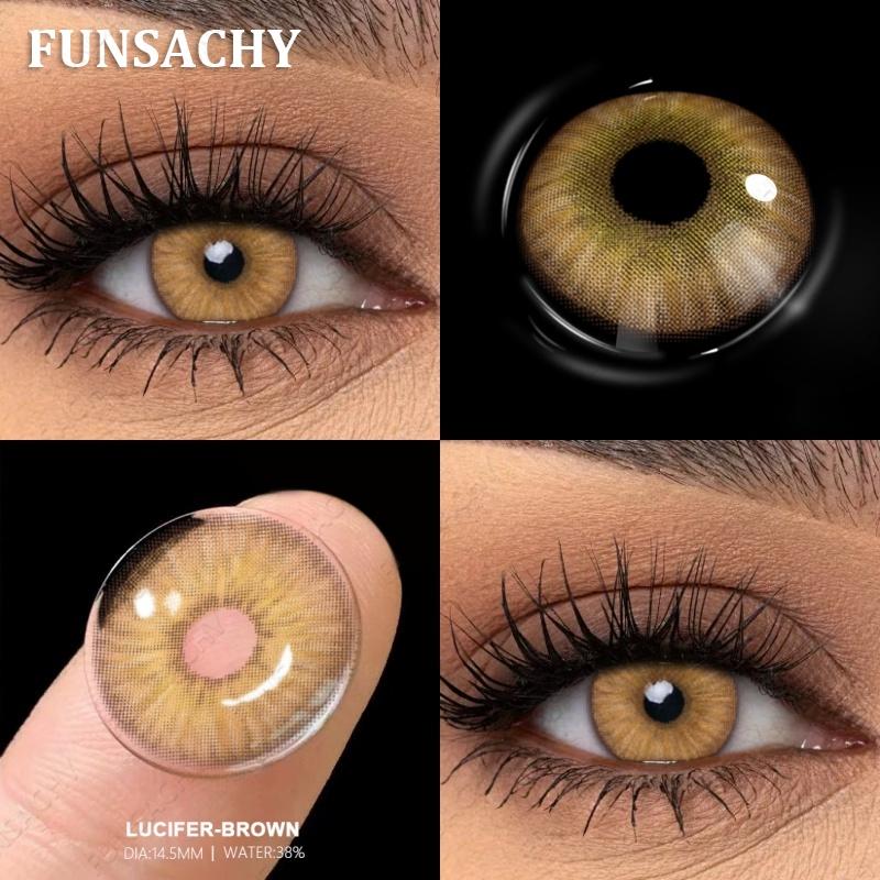 FUNSACHY 2Pcs Colored Contacts Lenses Beauty Fashion Health Soft Natural Contacts Lens Eye Color Makeup Yearly Cosmetics Pupils