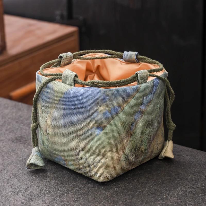 

Hand String Dustproof Storage Pouch for Jewelry, Tea Set (1 Pot 4 Cups), Small Camera, Travel Accessories Organizer Bag