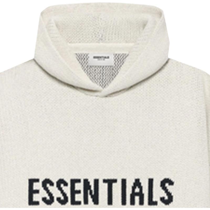 Fear of God Essentials Bluza z kapturem z dzianiny z logo SS21 'Buttercream' Męska FOG-SS21-636
