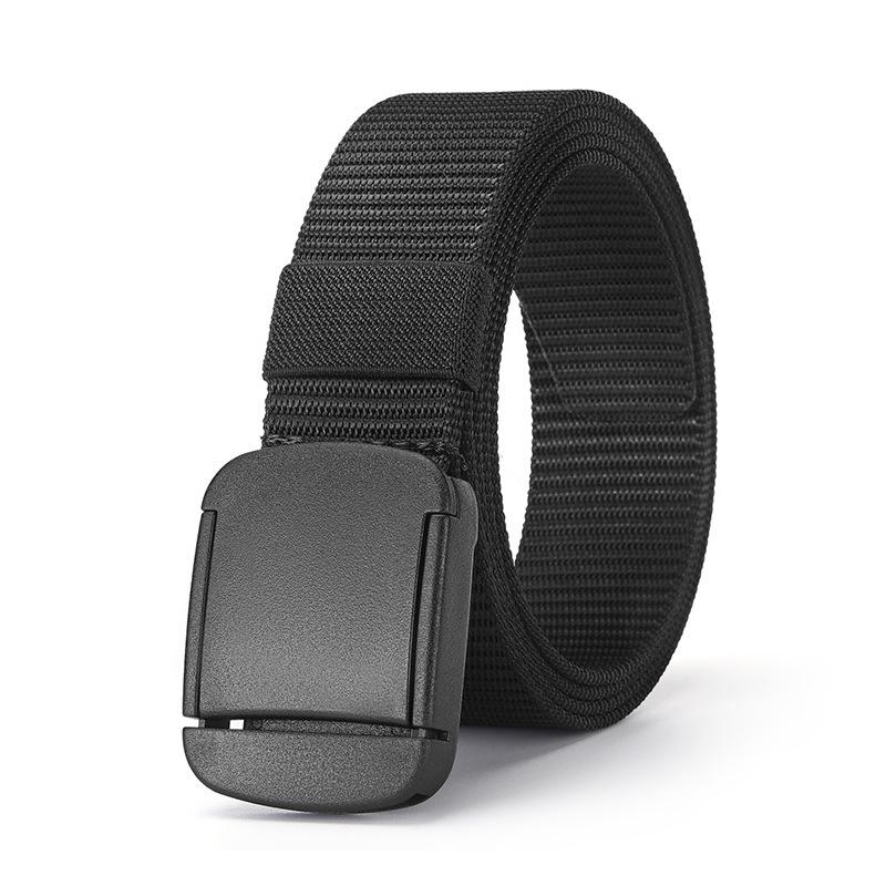 Men's Tactical Canvas & Nylon Woven Belt with Leather Trim - Elastic and High-End Accessory