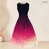 Women Plus Size Two Piece Set Printed Sleeveless Tie Waist Flared Dress And 3 4 Sleeve Open Cardigan