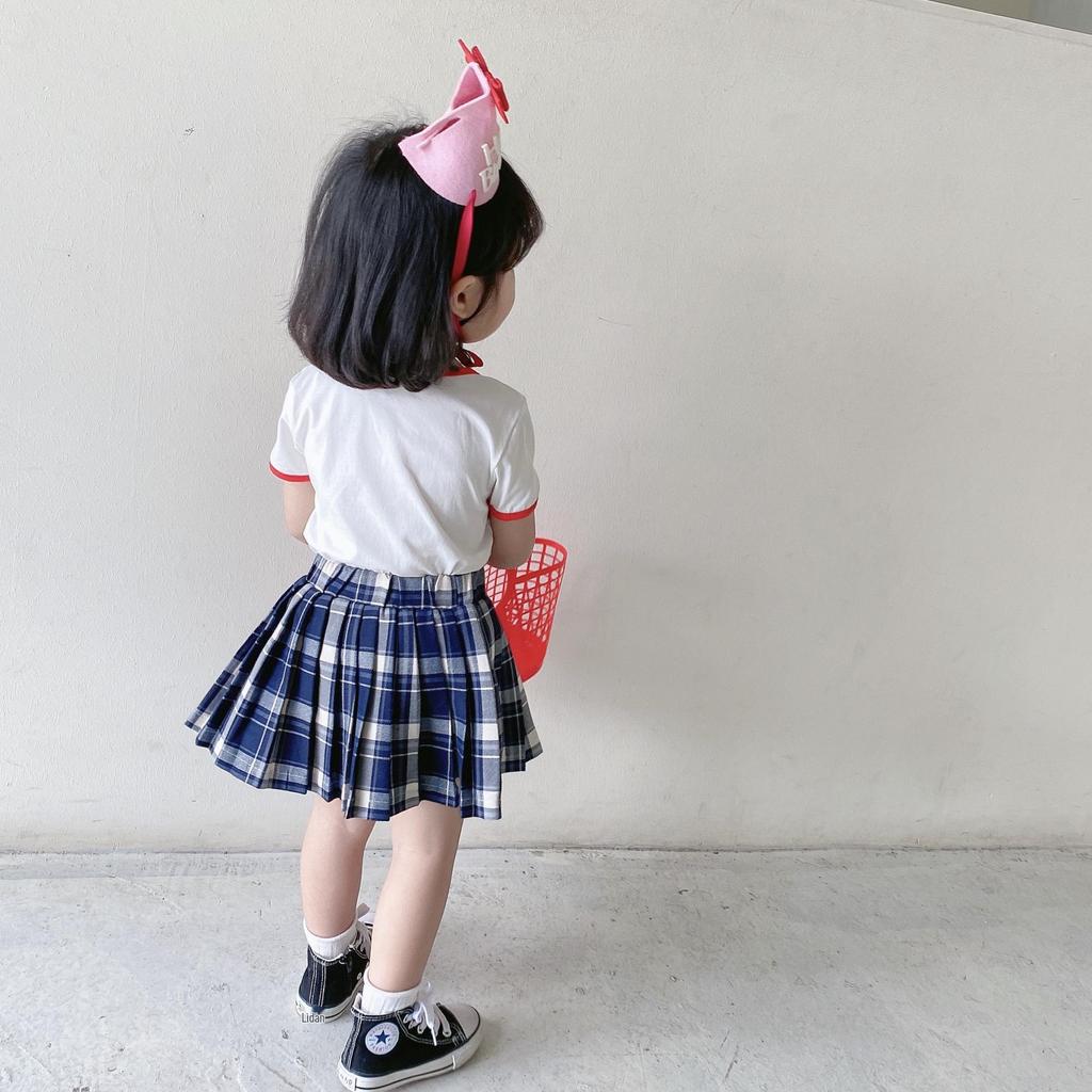 2025 Summer Girls' Cartoon Bear Embroidered Cotton T-shirt - Short Sleeve, Round Neck, Korean Style