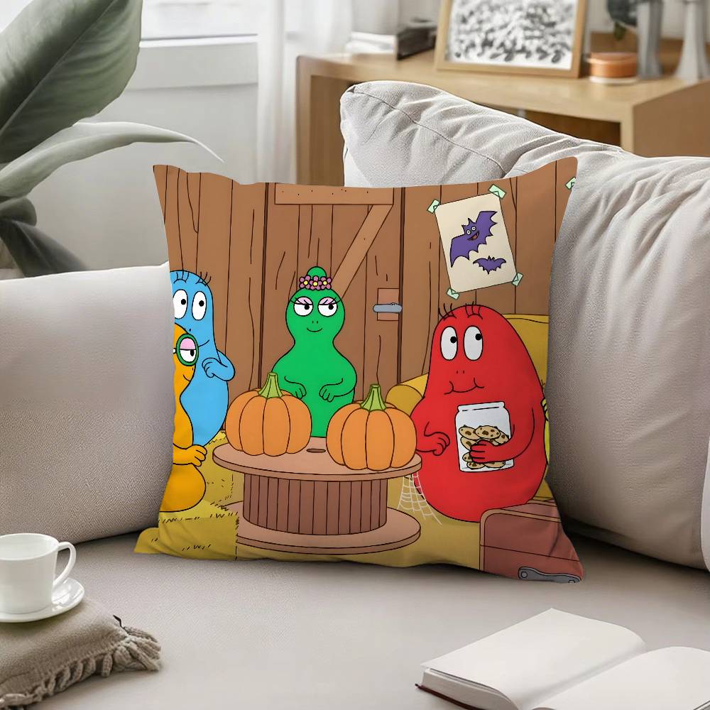 B-BarbapapaS-Cartoon Pillow Case Pattern Printed Pillowcase For Living Room Sofa Cushion Cover & Bedroom Decor