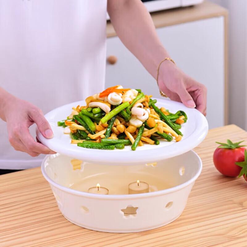 

Huihuang 10-Inch Round Ceramic Plum Blossom Insulated Serving Plate Set