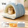 Resilient PP Cotton Cat House Cave Bed, Warm Semi Enclosed Hideaway, Winter Sleeping Easy Care Washable Pet Bag with Snap Buttons, Cozy Calming