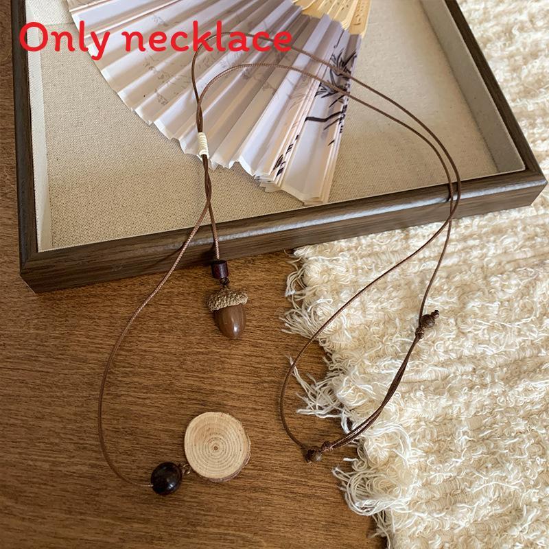 Bohemian Acorn Resin Necklace With Geometric Pendant For Women Summer Fashion