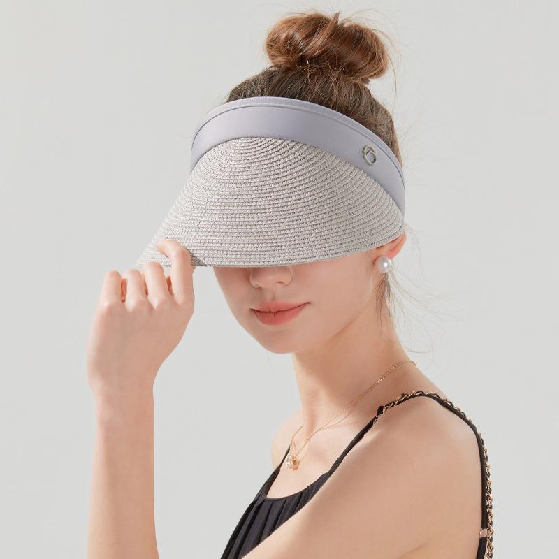 Cool Straw Hat Children's Outdoor Big Eaves Straw Hat Summer Shade Sunscreen Hat Versatile Fashion Ribbon Empty Top Hat