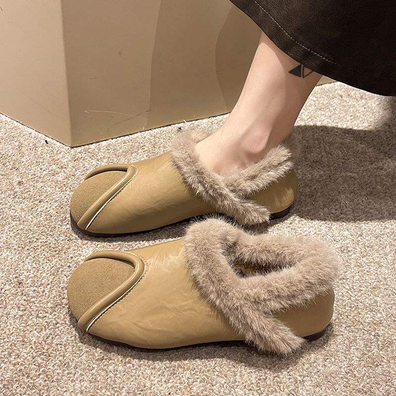 

2025 зима новые женские бархатные туфли дуду на плоской подошве, однопедальные, теплые, с мягкой подошвой, повседневные туфли для мамы, хлопковые туфли Мао Мао 38 хаки