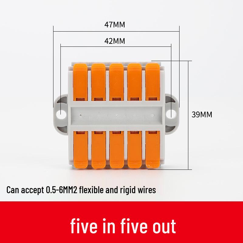 6-Square Quick Press-Type Wire Connector, High-Power, 12-Position Terminal