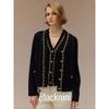 Blacknini Yin WAF/"Gatsby" Australian Mernu Wool Gold Silk Trim Knitting Vest Cardigan