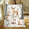 Süße Waldtiere Hirsch Eulen Eichhörnchen Flanelldecke, Weich Leicht für Sofa Bett Reisen Camping, 2D Flach Gemütliche Dekoration