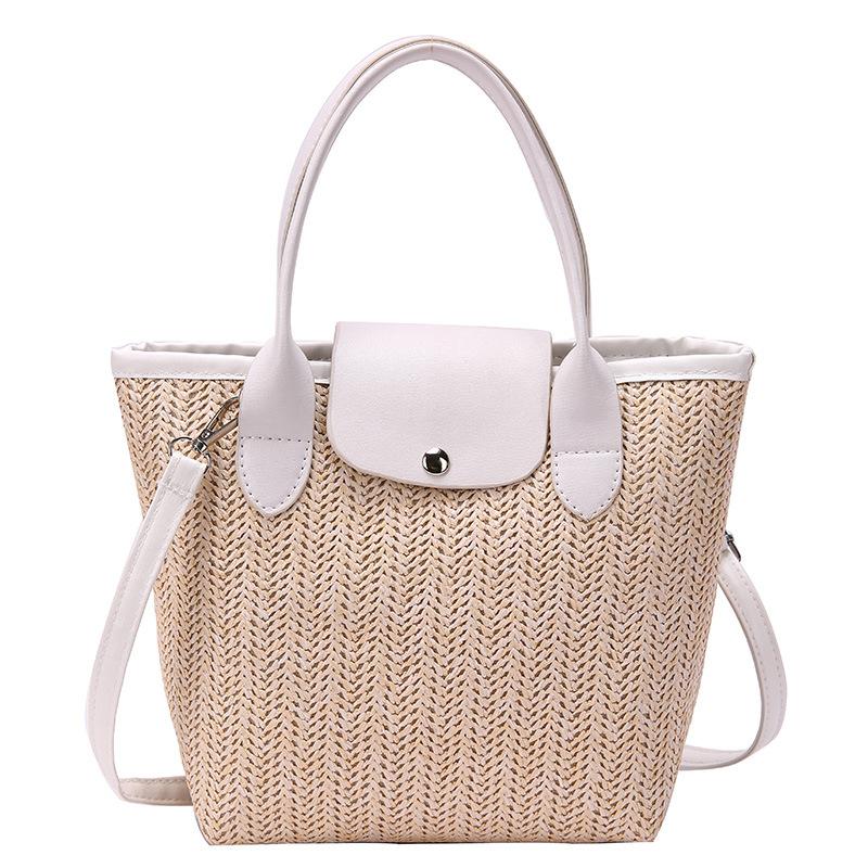 

2025 spring and summer popular women s straw bags, messenger bags, portable tote bags, seaside travel beach bags, large-capacity bags белый