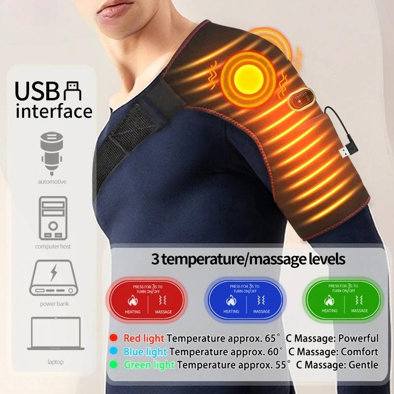 Electric Shoulder Massager with Heating Pad Vibration Massage Support Belt Thermal Brace for Relaxation And Relieve Fatigue
