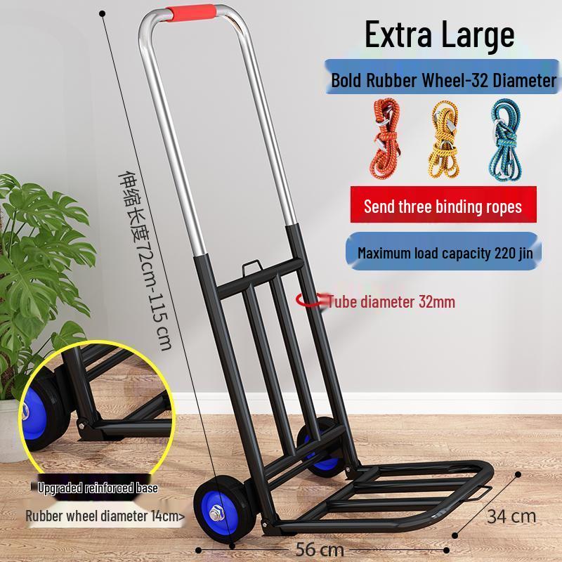 Carrito de Compras Plegable Portátil para Uso Doméstico - Carrito de Equipaje de Acero al Carbono Tirado a Mano para Comestibles