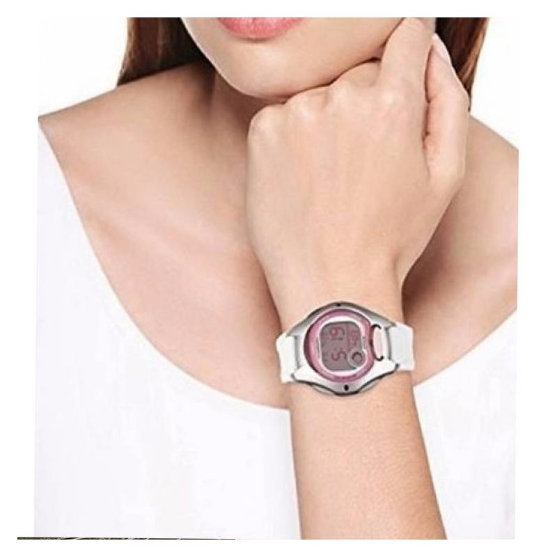 Casio DIGITAL Series-Disc Streamlined Contrast Color Ten Years Power LCD Quartz Movement Resin Strap Japanese and Korean Watch Women’s LW-200-7AVDF