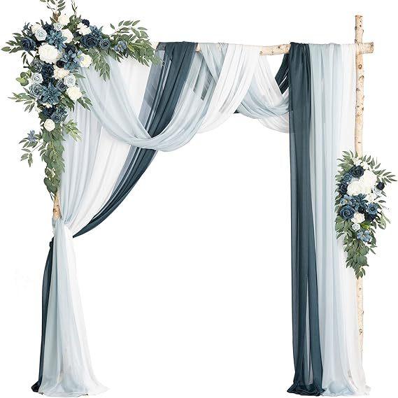 Luxury Wedding Arch Flower Six-Piece Set - 2 Pieces Flower Game 3 Pieces Curtain 1 Arch Suitable For Wedding Diy Decoration