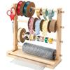 Good-4 Tiers Wooden Ribbon Rack Ribbon Spool Holder Storage Display Shelf Craft Ribbon Stand For Craft Room Ribbon Organizer