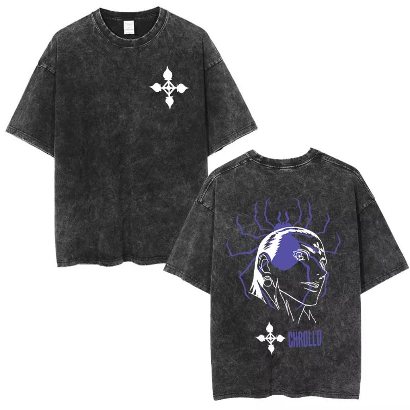 Washed Anime Hunter X Hunter T Shirt Spider Phantom Troupe Hisoka Chrollo Short Sleeve T-shirt Men Women Summer T-shirts