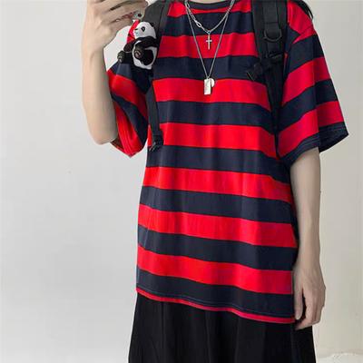 Koreańska wersja w stylu Harajuku, koszulka w paski, prosta i uniwersalna, spersonalizowana i modna bluza