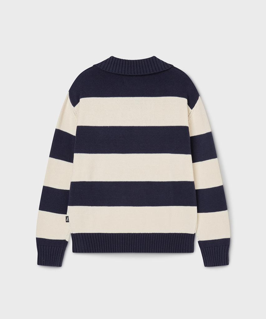 Who.A.U Steve Stripe Open Collar Pullover/Whkag2333U