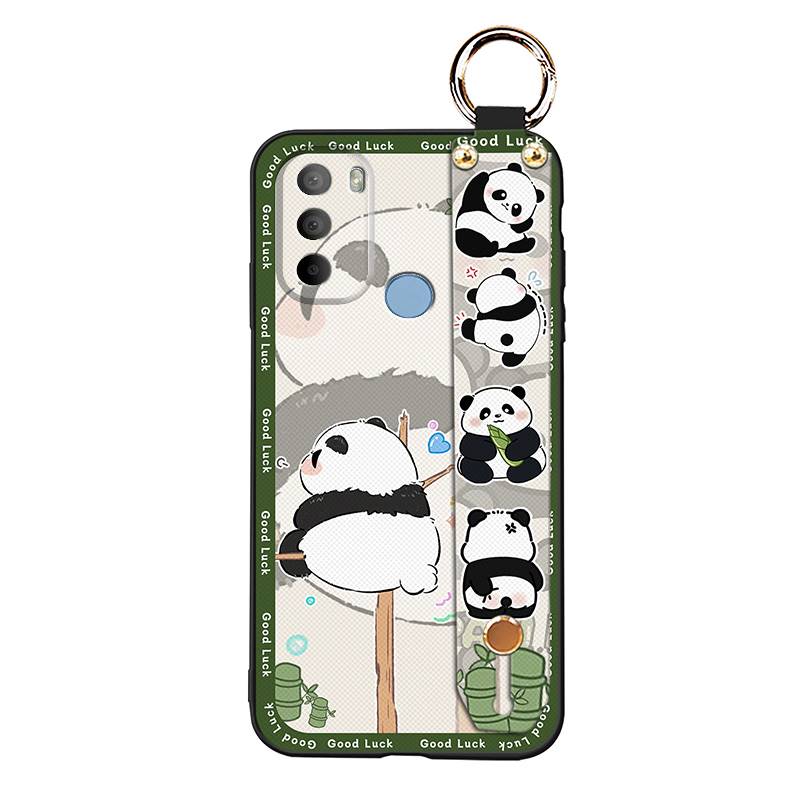 Shockproof Cute Phone Case For MOTO G31 With Fingerprint/XT2173-1 Cartoon Lanyard Wristband Panda Kickstand Wrist Strap