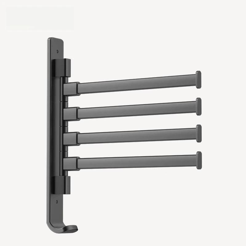 Jingdong Jingzao Anti-Gravity Series Space Aluminum Rotating Towel Rack with 4 Bars, No Drilling Required, for Bathroom And Washroom Storage