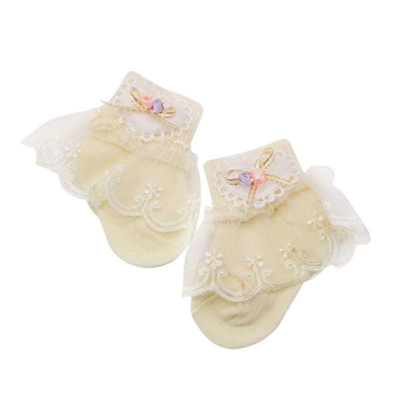 

Носки для девочек, милые кружевные носки с бантом, детские хлопковые носки жёлтый