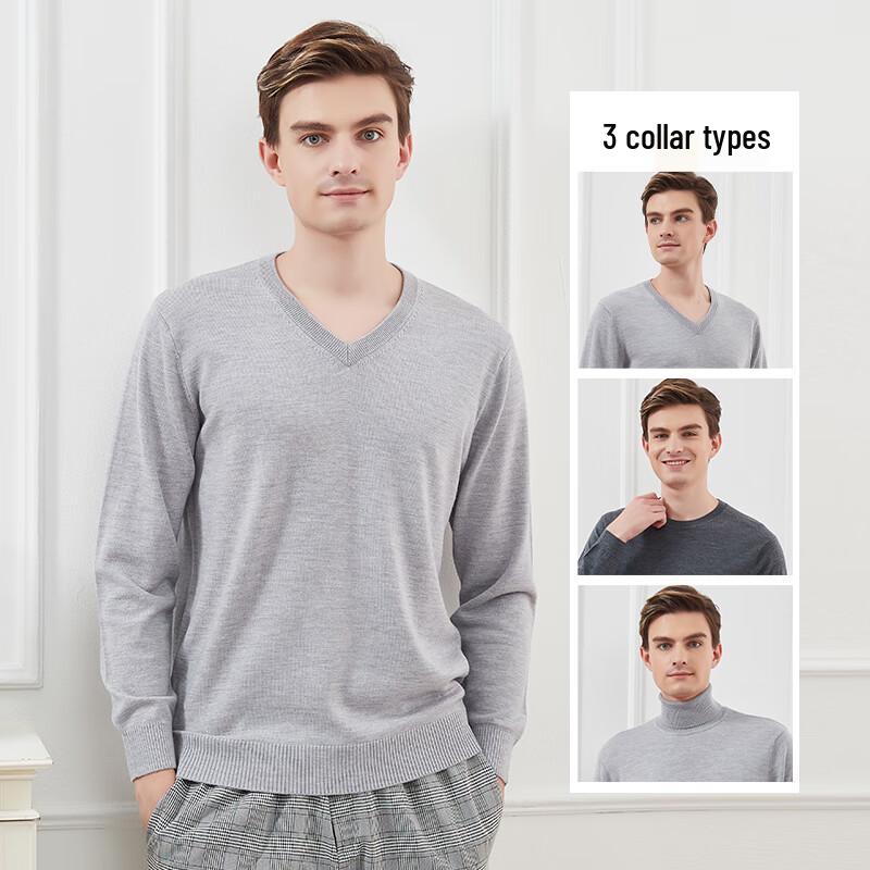 Hengyuanxiang Men's 120-Count Fine Merino Wool Turtleneck Sweater