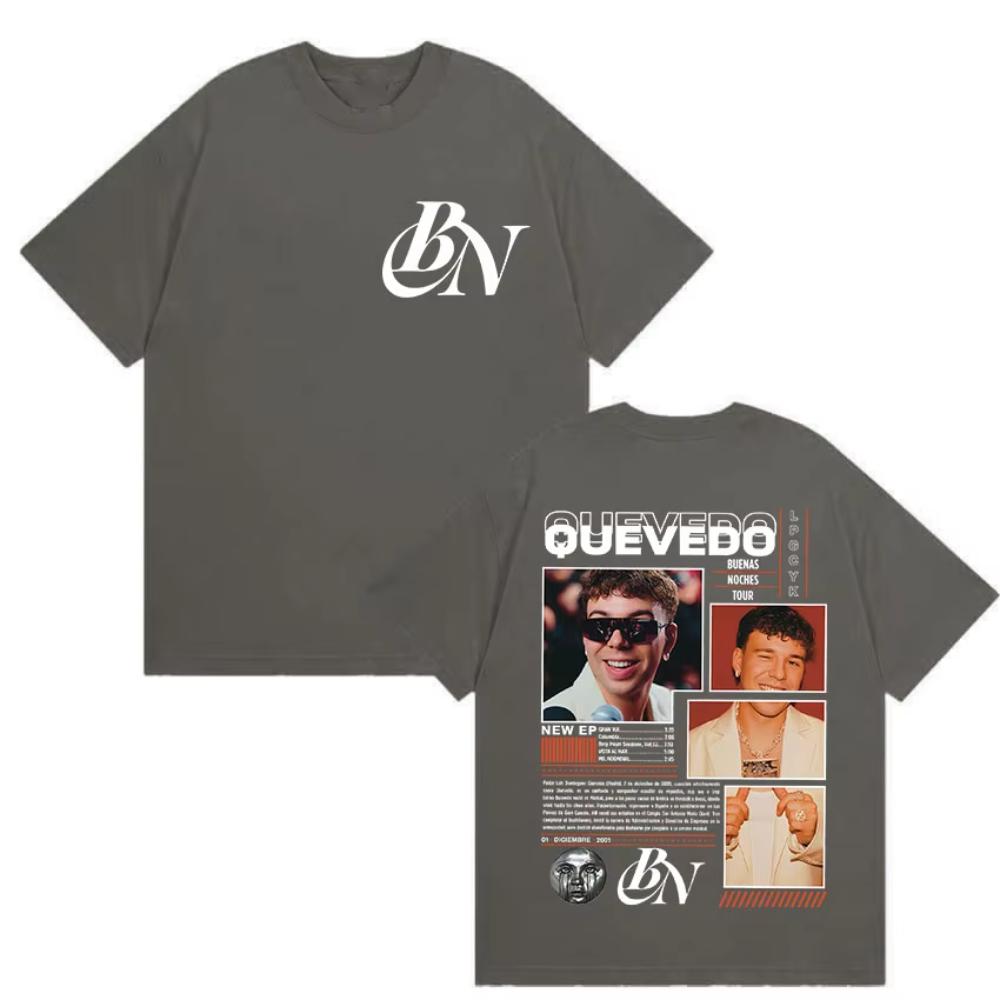 

Quevedo Buenas Noches Album 2025 Merch T Shirts Men Women Harajuku Vintage High Quality T-Shirt Cozy Cotton Short Sleeve T-Shirt 4XL