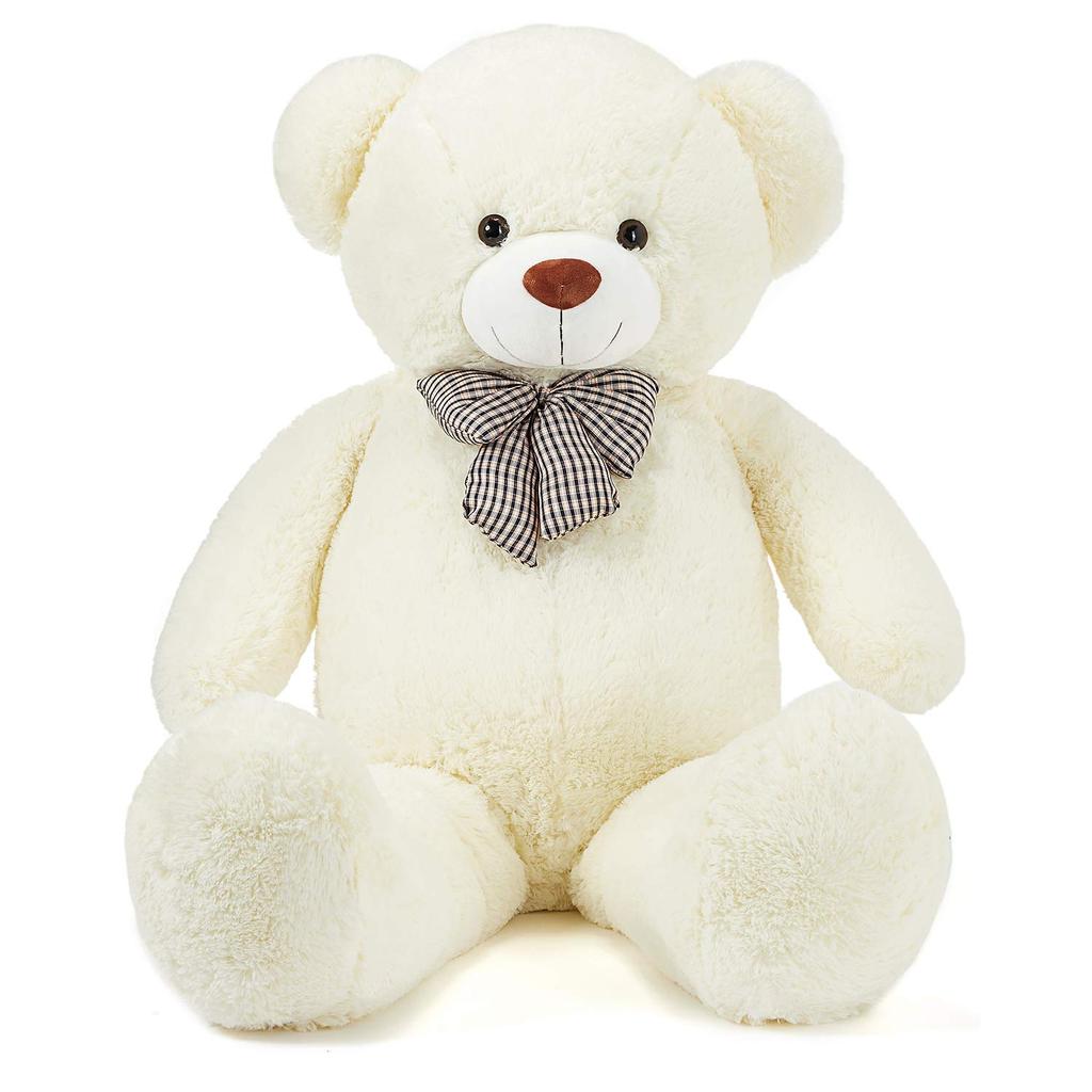 Amoiz 100cm Plush Bear, Cute BearHugging PillowSewn Bear WrapGiftEventCelebrationFluffy Soft Plush Toy (White)