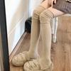 2pairs Women's Knee-length Socks Ladies Thigh-length SocksWarm Knitted Boot Socks Leg Warmers Japan JK Cotton Thigh High Bottoms
