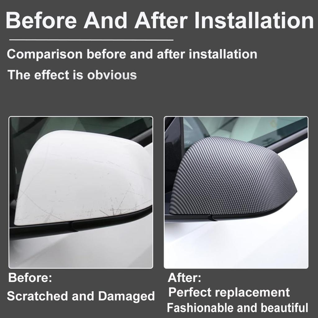 Side Mirror Cover Replacement for Tesla Model Y 2020 2021 2022 2023 2024 Outside Rearview Mirror Cap Exterior Accessories ABS Matte Carbon Fiber