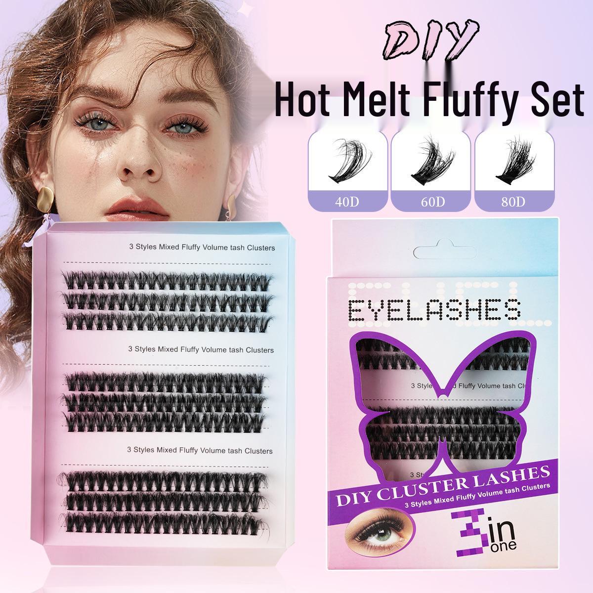 

3D Faux Mink Segment Cluster Lashes: Natural, Dense, Heat-Fused Curls