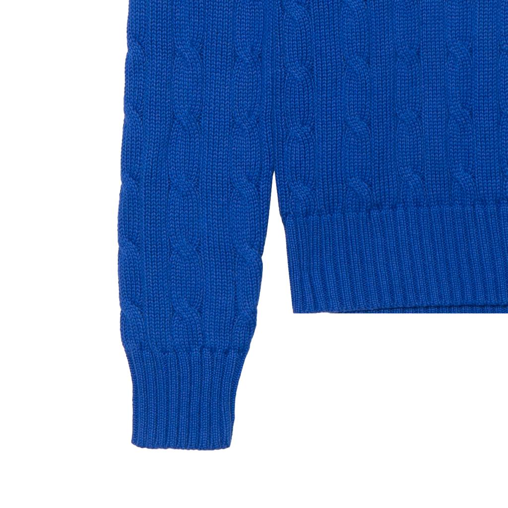Polo Ralph Lauren Solid Color Cable Knit V-Neck Sweater Women sweater Royal-Blue 211891641-006