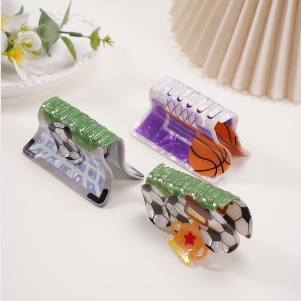 Creative Design Basketball Print Hair Claw Trendy Style Football Hair Clip For Women