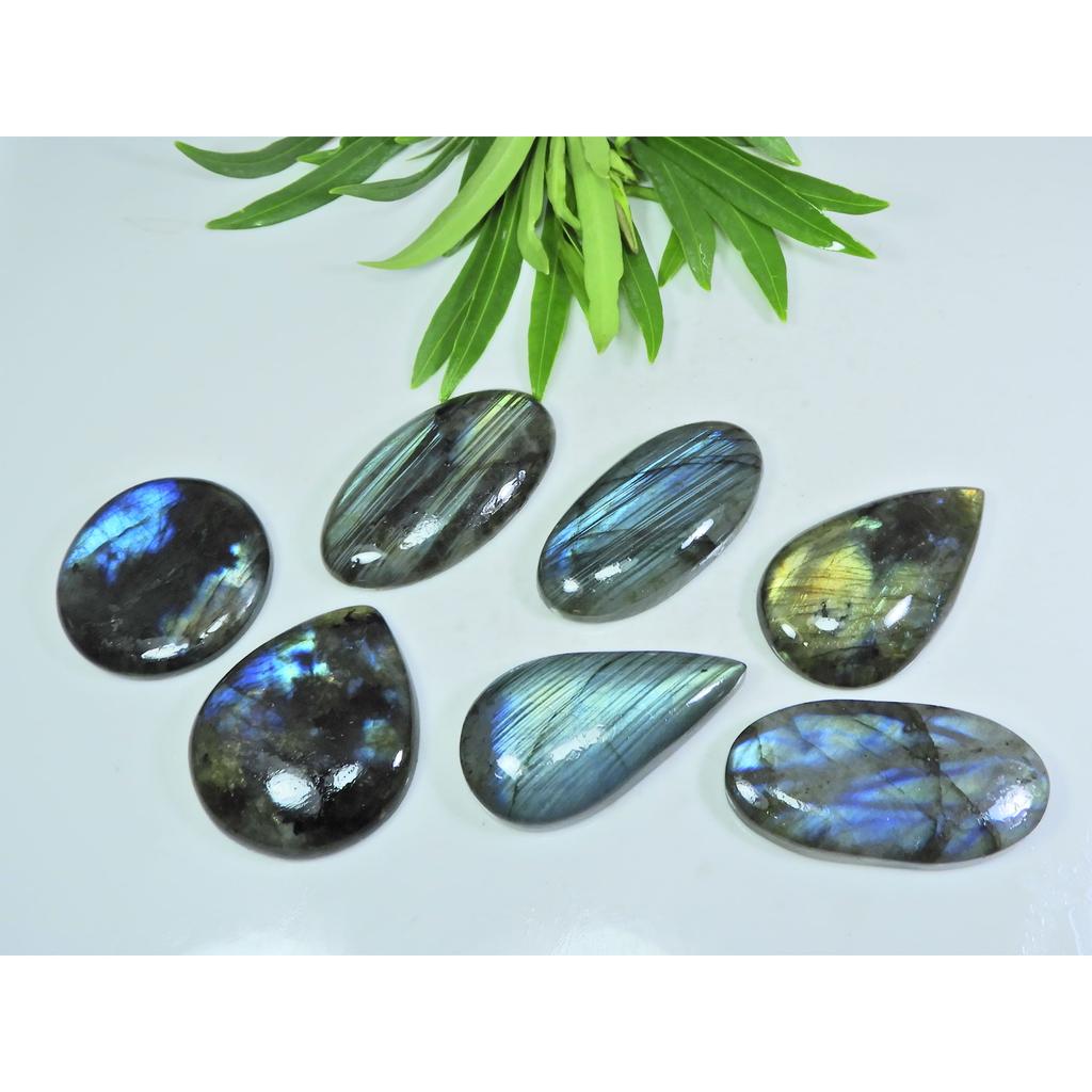32X32-21X45MM Natural Multi Labradorite Mix Cabochon Loose Gemstone 7Pcs Lot LL-961