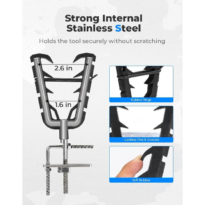 KEMIMOTO ATV UTV Hunting Tool Mount For 0.79 In - 1.97 In Square Tube, Tool Holder Rack With Rubber Straps