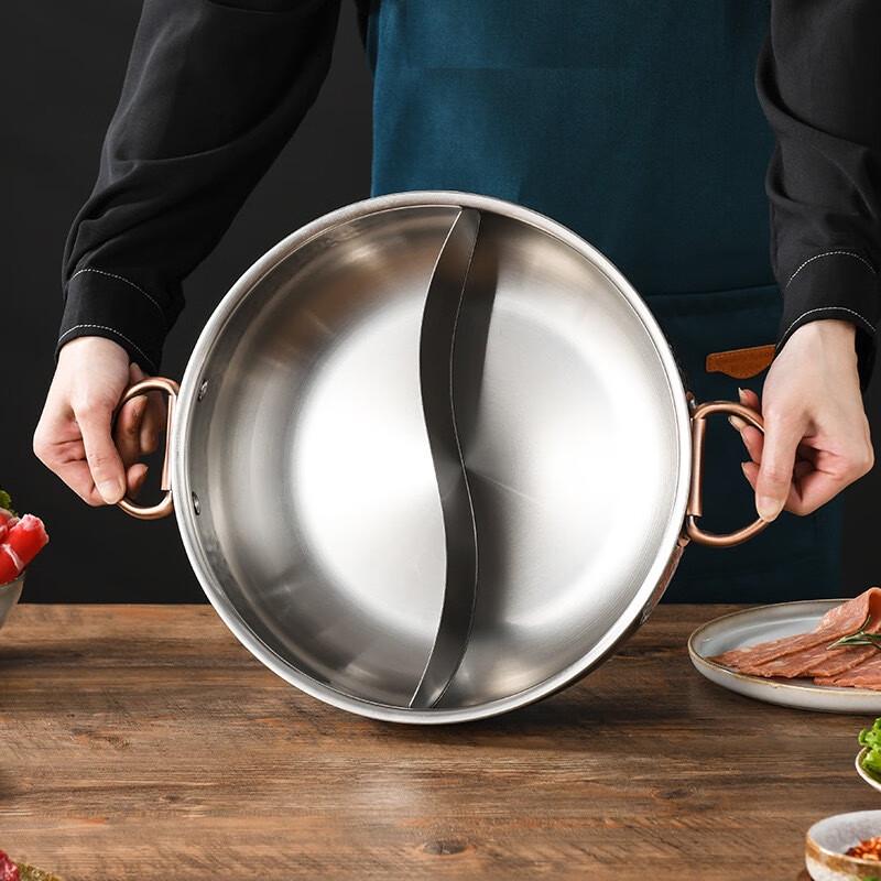 ZMR 30cm Hammered 304 Stainless Steel Divided Hot Pot