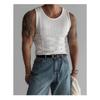 Herren Rippstrick Tanktop Slim Fit Ärmellos Muskelshirt Lässig Einfarbig Rundhalsausschnitt Weste
