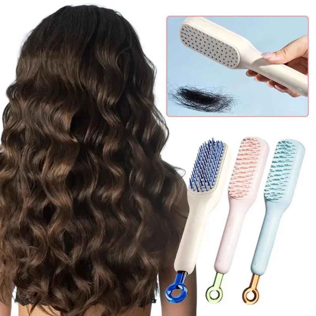Automatic Cleaning Telescopic Comb, One-pull Lifting Retractable Comb, Easy Clean Retractable -Static Massage Comb