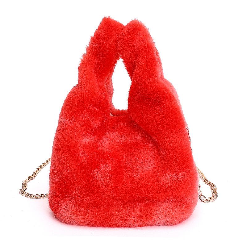 Женская сумка осень-зима новая изысканная и милая плюшевая разноцветная женская сумка-ведро высокая стоимость иностранный стиль сумка через плечо сумка-мессенджер красный