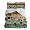 Dog Paw Print Duvet Cover Set Queen Size, Bone Pattern Bedding Set 3pcs For Kids Teens Room Decor, Pet Animals Comforter Covers