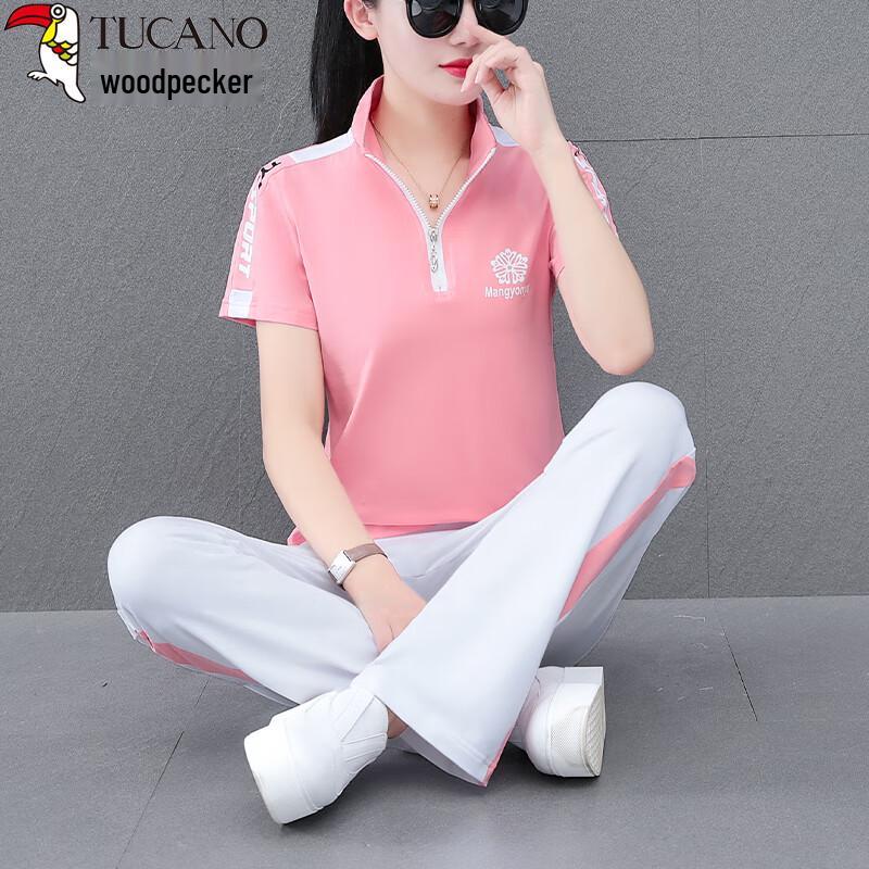 

Woodpecker Women s Summer Short Sleeve T-shirt & Sports Pants Set XL