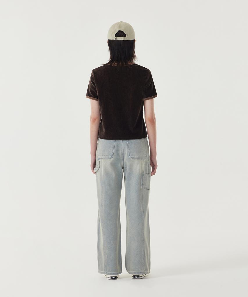 COVERNAT WOMAN Velour Short Sleeve Tee Chocolate