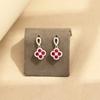 Exquisite temperament, diamond-inlaid red green four-leaf clover earrings, gold-plated, light luxury, 925 silver needle stud earrings, earrings, earri